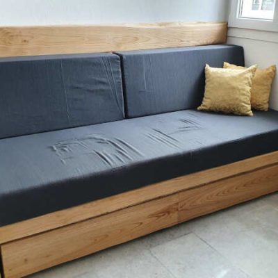 Καναπές απο καστανιά με μηχανισμό διπλού κρεβατιού